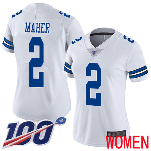 Women Dallas Cowboys Limited White Brett Maher Road #2 100th Season Vapor Untouchable NFL Jersey